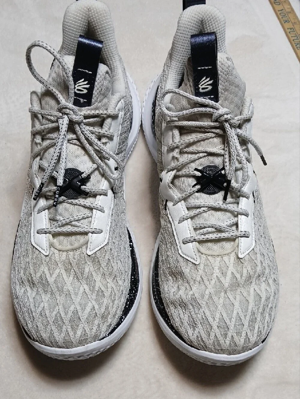 Under Armour Men's Off White and Black Athletic Shoes Size 17